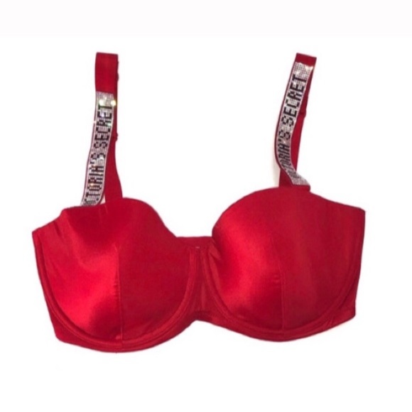 NWOT Victoria's Secret Bra 34B Very Sexy Push-up Shine Straps Red - Picture 2 of 3